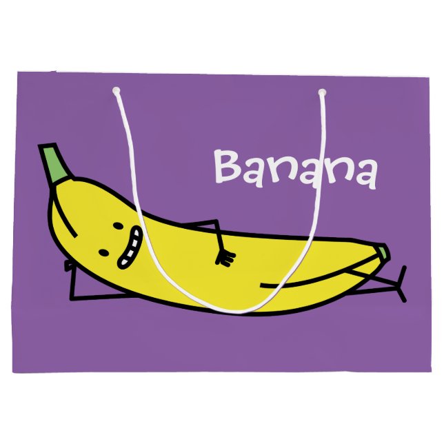 Grand Sac Cadeau Banane qui sourit, fixant et détendant (Dos)