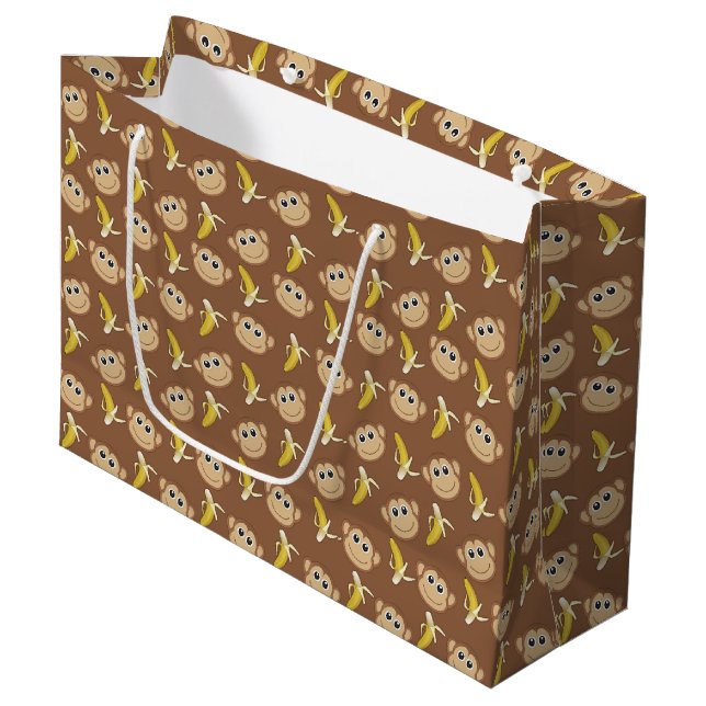 Grand Sac Cadeau Bananes singes (Devant Angle)