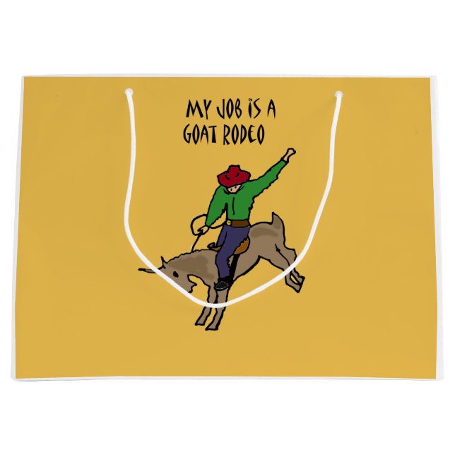 Grand Sac Cadeau Bande dessinée drôle d'humour du travail de rodéo (Devant)