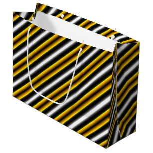 Grand Sac Cadeau Bandes arc-en-ciel blanc jaune