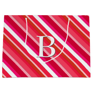 Grand Sac Cadeau Bandes de bonbons en couches - rouge, rose et blan