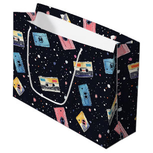 Grand Sac Cadeau Bandes de cassettes rétro dans l'espace cosmique
