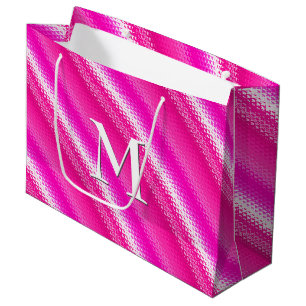 Grand Sac Cadeau Bandes de verre dépoli - rose et fuchsia