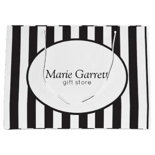 Grand Sac Cadeau Bandes noires classiques personnalisées