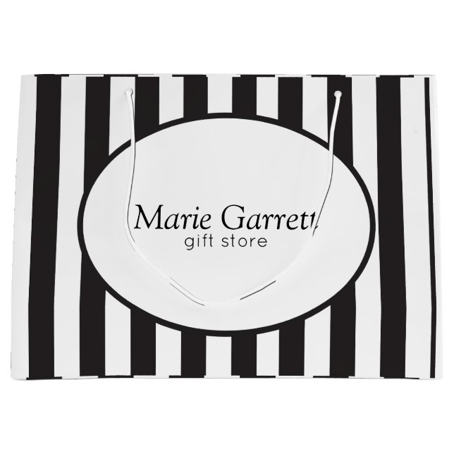 Grand Sac Cadeau Bandes noires classiques personnalisées (Devant)