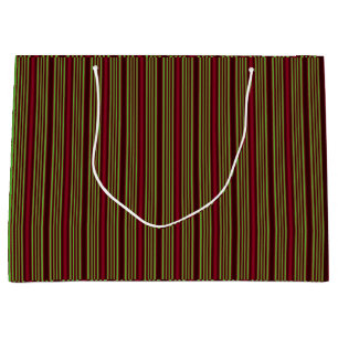 Grand Sac Cadeau Bandes rouges et vertes