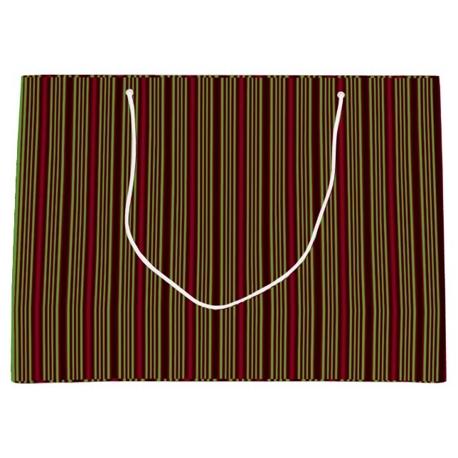 Grand Sac Cadeau Bandes rouges et vertes (Devant)