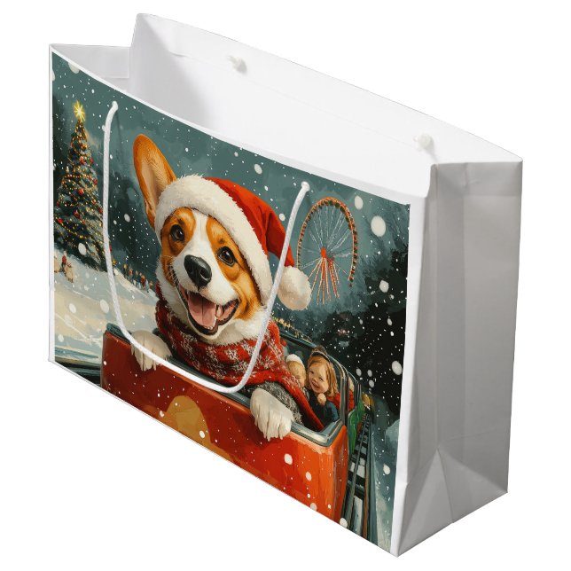 Grand Sac Cadeau Basenji Dog Roller Dessous de verre Noël (Devant Angle)