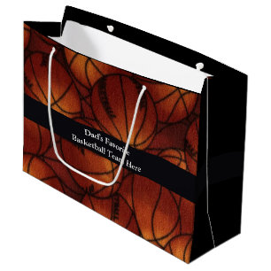 Grand Sac Cadeau Basket-balls sur la flanelle