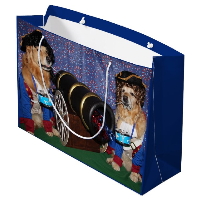 Grand Sac Cadeau Batteurs coloniaux de golden retriever 4 juillet (Dos Angle)
