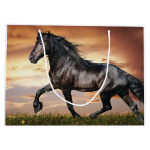 Grand Sac Cadeau Beau Cheval Noir