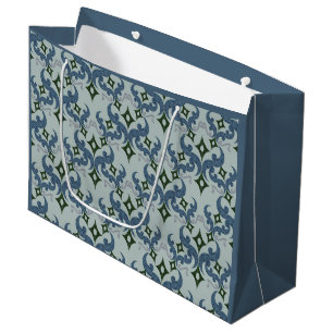 Grand Sac Cadeau Beau motif ethnique de Damas pointillisme
