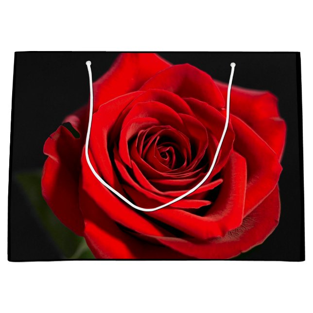 Grand Sac Cadeau Beau rose rouge (Devant)
