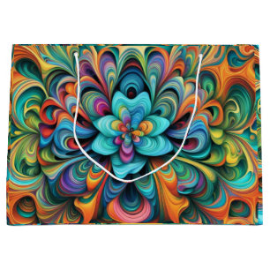 Grand Sac Cadeau Beaucoup de couleurs Flower Design abstrait