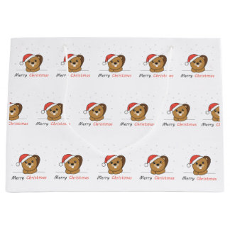 Grand Sac Cadeau Beaver Noël Neige Hiver Animaux Castor
