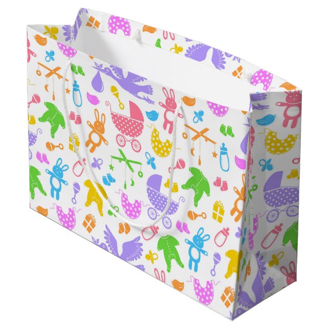 Grand Sac Cadeau Bébé coloré (Dos Angle)