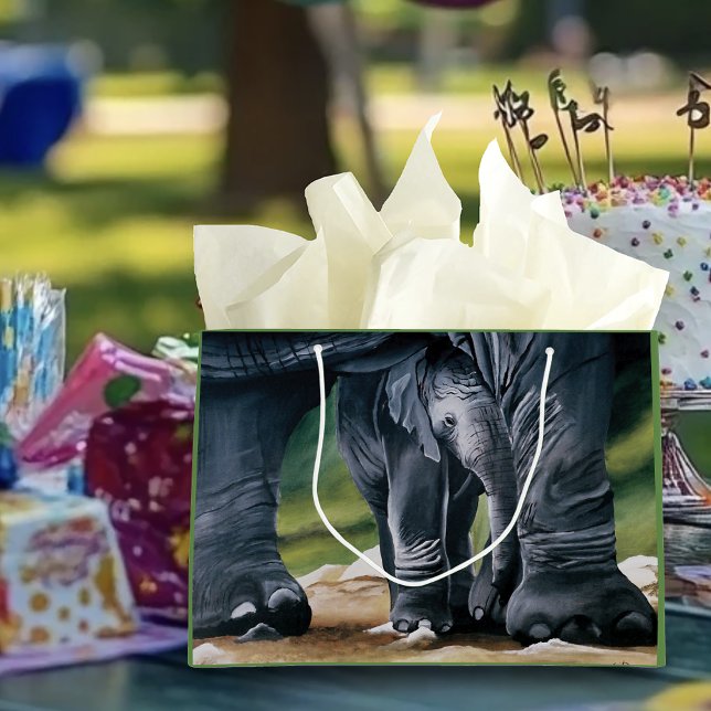 Grand Sac Cadeau Bébé Eléphant Gris mou (Créateur téléchargé)