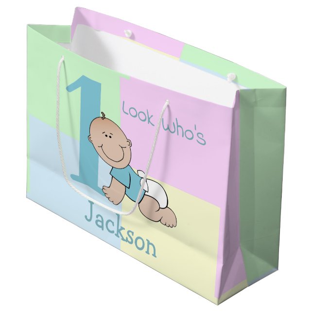 Grand Sac Cadeau Bébé mignon Cartoon 1er anniversaire (Devant Angle)