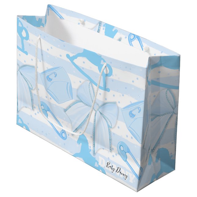 Grand Sac Cadeau Bébé mignon Motif garçon (Devant Angle)