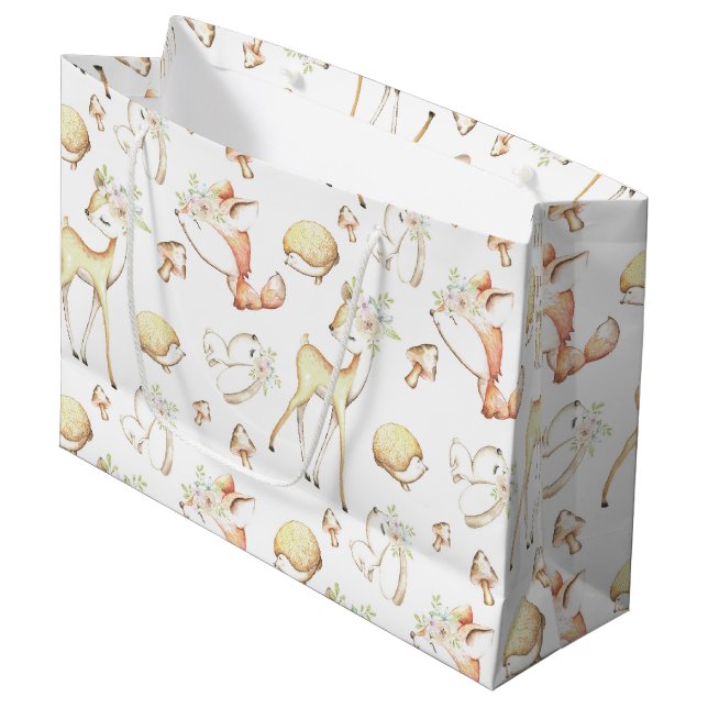 Grand Sac Cadeau Bébés de forêt de région boisée (Devant Angle)