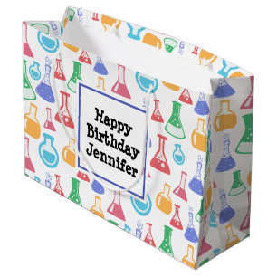 Grand Sac Cadeau Béchers et flacons Fun Science Motif Anniversaire