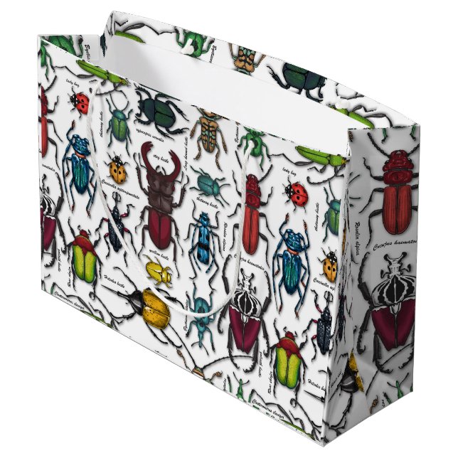 Grand Sac Cadeau Beetons sur blanc (Dos Angle)