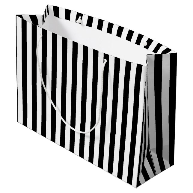 Grand Sac Cadeau Belle bande blanche noire (Dos Angle)