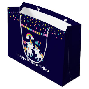 Grand Sac Cadeau Belle Danse Unicornes Magique Arc-en-ciel Annivers