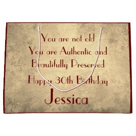 Grand Sac Cadeau Belle élégante personnalisation 30e anniversaire
