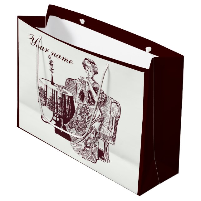 Grand Sac Cadeau Belle Lady boissons thé (Devant Angle)