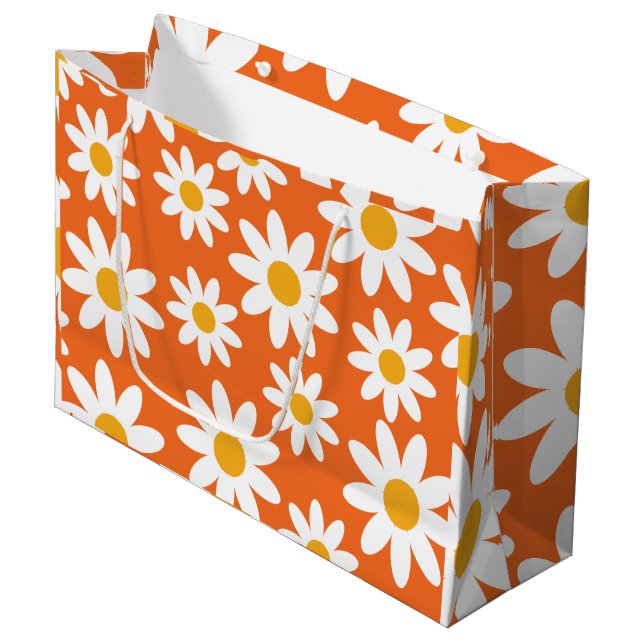 Grand Sac Cadeau Belle Marguerite rétro Super  (Devant Angle)