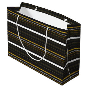 Grand Sac Cadeau Belles rayures jaunes noirs