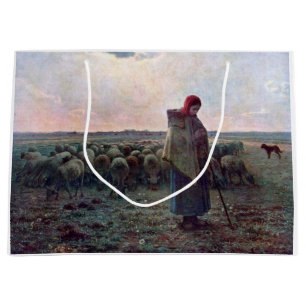 Grand Sac Cadeau Bergère avec son troupeau, Jean-François Millet