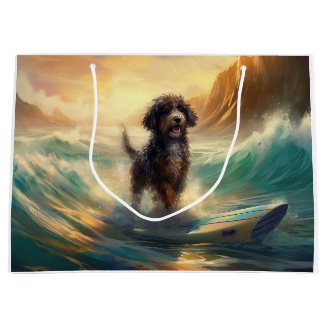 Grand Sac Cadeau Bernedoodle Beach Surf Peinture (Devant)