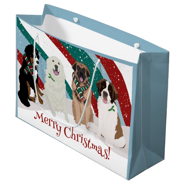 Grand Sac Cadeau Bernese Leonberger Grandes Pyrénées Noël Grand (Devant Angle)