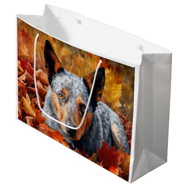 Grand Sac Cadeau Bétail australien en automne Feuilles automne Insp (Devant Angle)