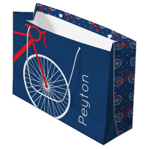 Grand Sac Cadeau Bicyclette rouge et blanche