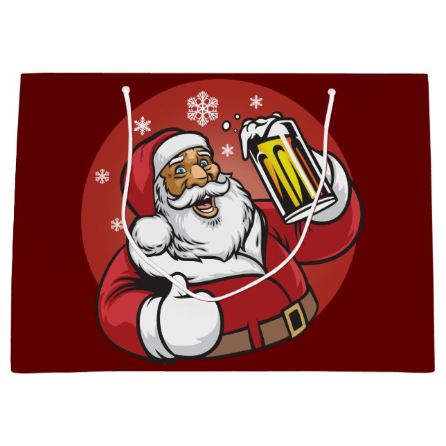 Grand Sac Cadeau Bière père Noël (Devant)