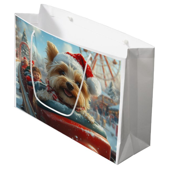 Grand Sac Cadeau Biewer Terrier Dog Roller Dessous de verre Noël (Devant Angle)