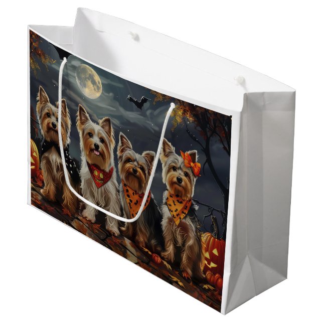 Grand Sac Cadeau Biewer Terrier Halloween Éffrayant (Devant Angle)