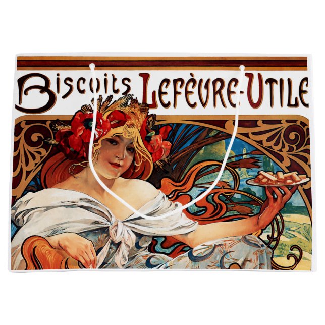 Grand Sac Cadeau Biscuit, Mucha (Devant)
