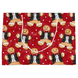 Grand Sac Cadeau Biscuits en pain d'épice à Tuxedos Noël