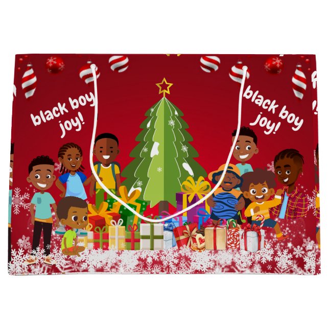 Grand Sac Cadeau Black Boy Joy Noël (Devant)