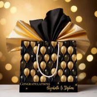 Black | Gold Balloons Félicitations Noms