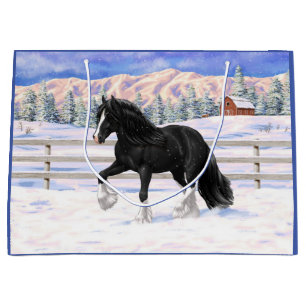 Grand Sac Cadeau Black Gypsy Vanner Irlandais Cob Brouillon Cheval