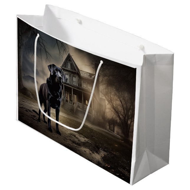 Grand Sac Cadeau Black Labrador Halloween (Devant Angle)