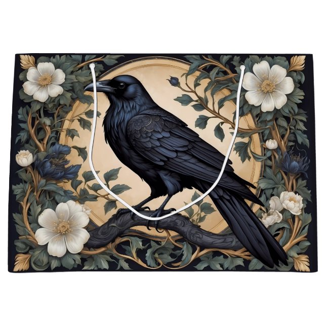 Grand Sac Cadeau Black Raven William Morris inspiré (Devant)