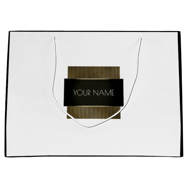 Grand Sac Cadeau Black White Gold Minimal Marque de luxe de luxe (Devant)