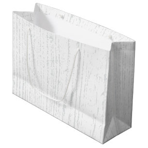 Grand Sac Cadeau Blanc Élégant Et Grain De Bois Gris