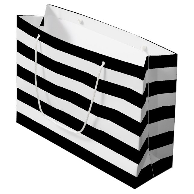 Grand Sac Cadeau Blancs et noirs chics (Devant Angle)